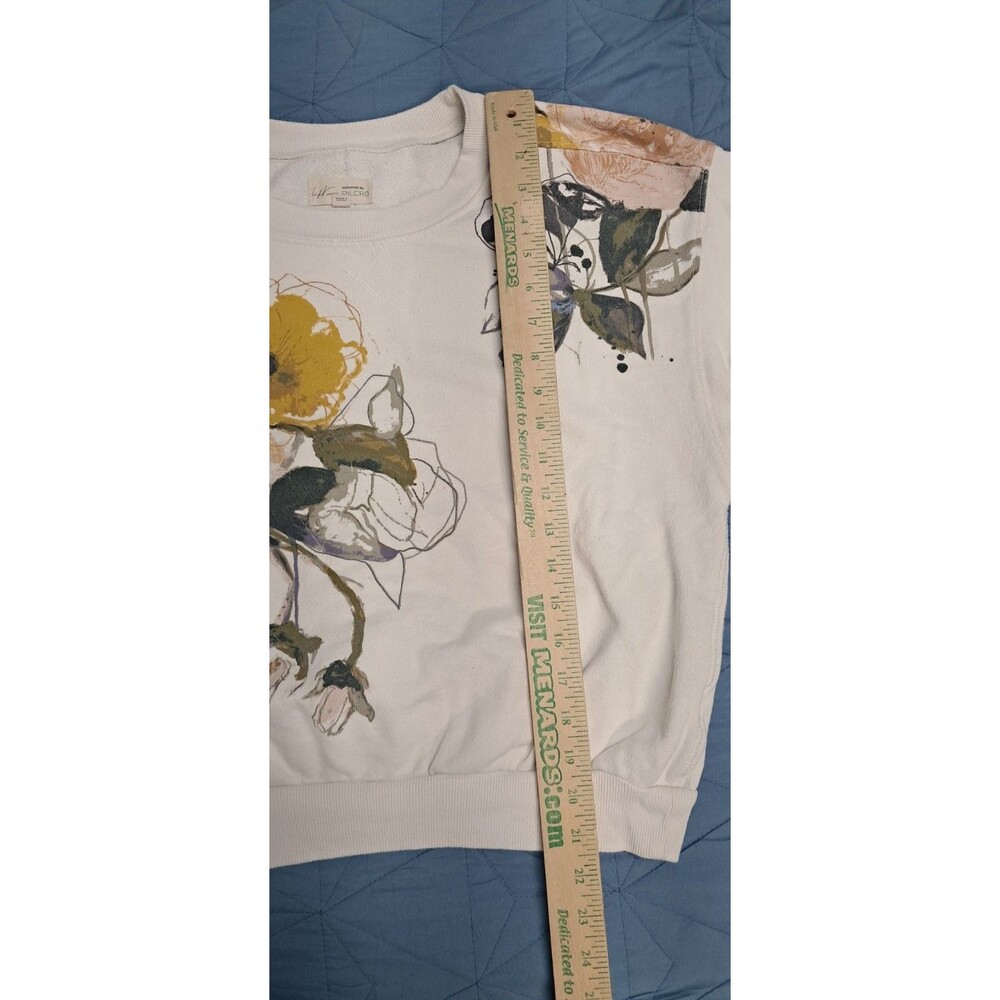 Leigh Viner for Pilcro Anthropologie Niki Bubble Floral Sweatshirt Womens M - Picture 8 of 9